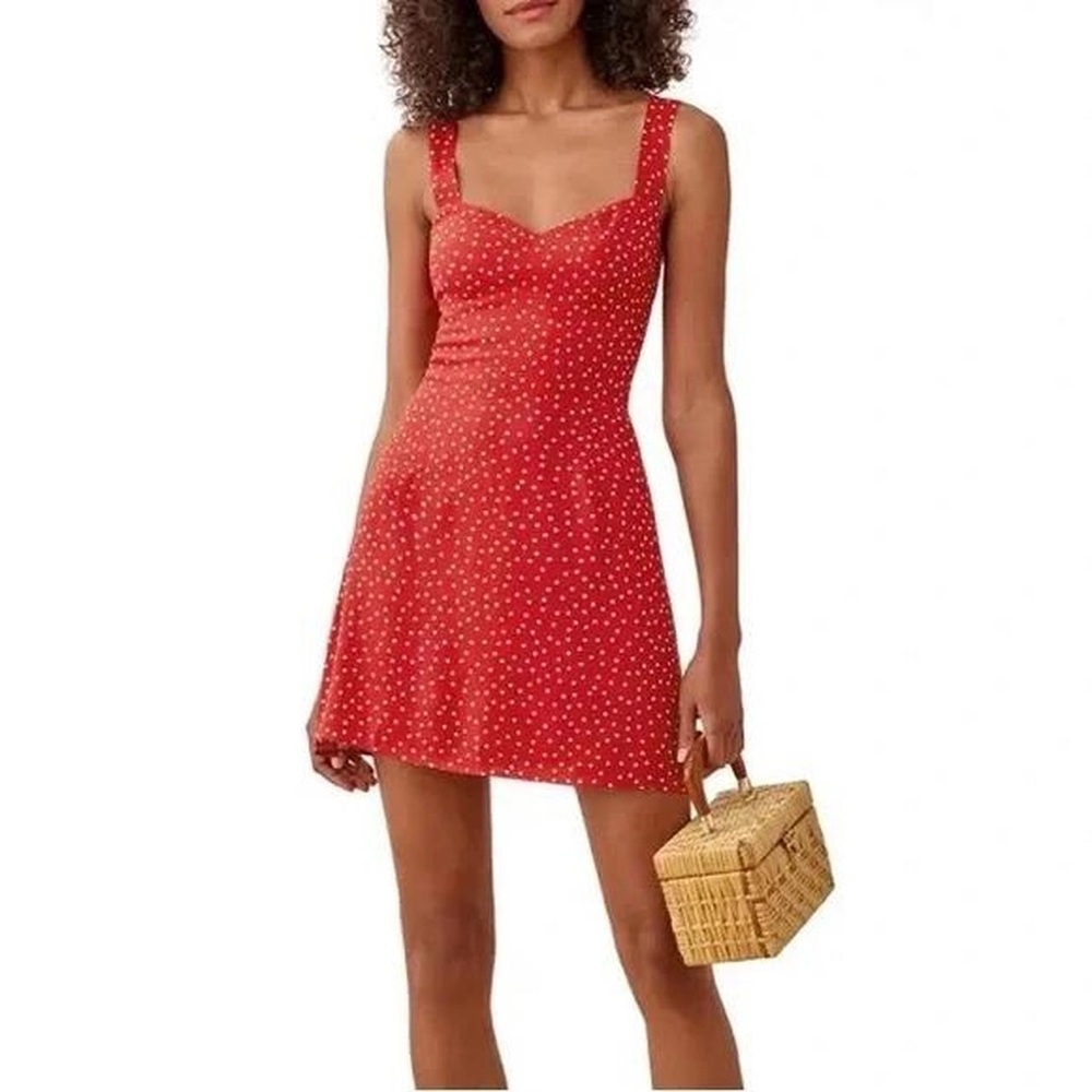Reformation Red and White Mini Dress